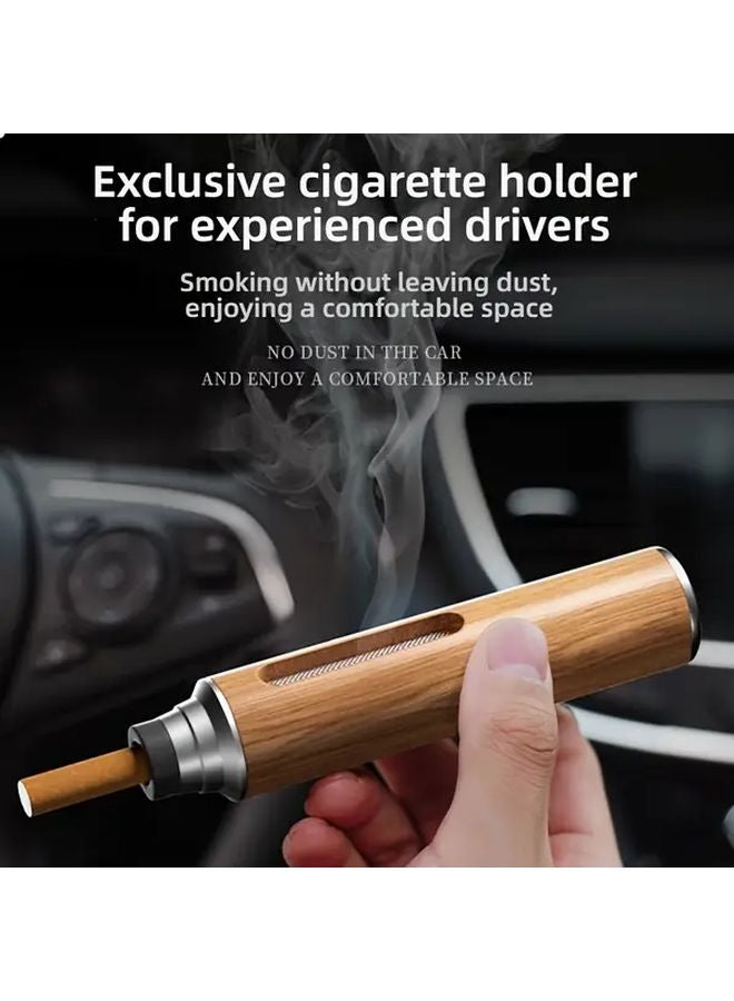 علبة سجائر سيارة عالية الجودة من خشب الجوز الأسود، محمولة وقابلة للغسل مع حماية من الدخان - Image 2